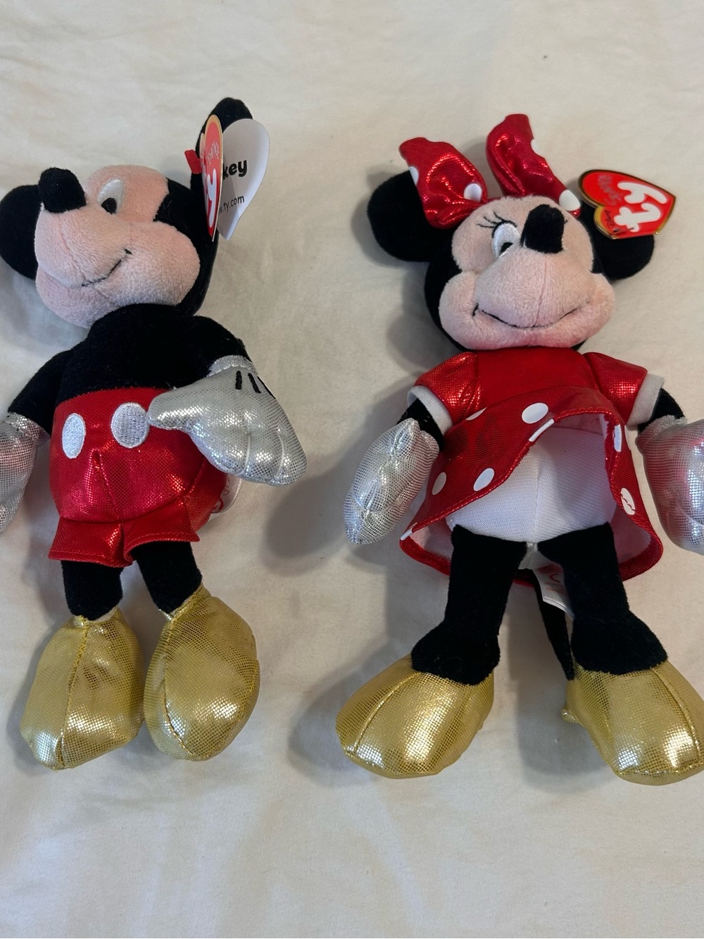 TY Beanie Baby Collection 8" Disney Sparkle Minnie Mouse And Mickey Mouse 2015 - Picture 3 of 11